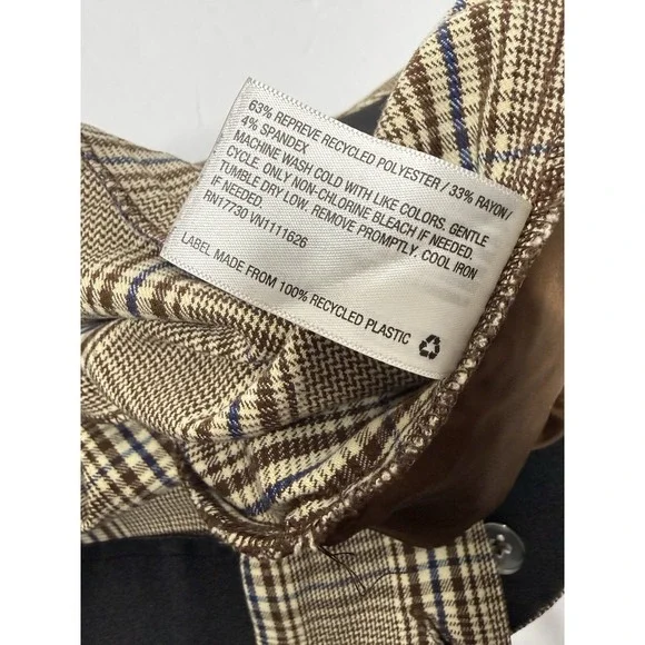 Ava & Viv Mid-Rise Plaid Pants Womens Size 22W Brown Career Plus Size Stretch - Picture 10 of 15